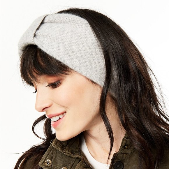 Women's Charter Club Cashmere Headband 100% Cashmere Bow Design O/S Light Gray - Picture 3 of 9